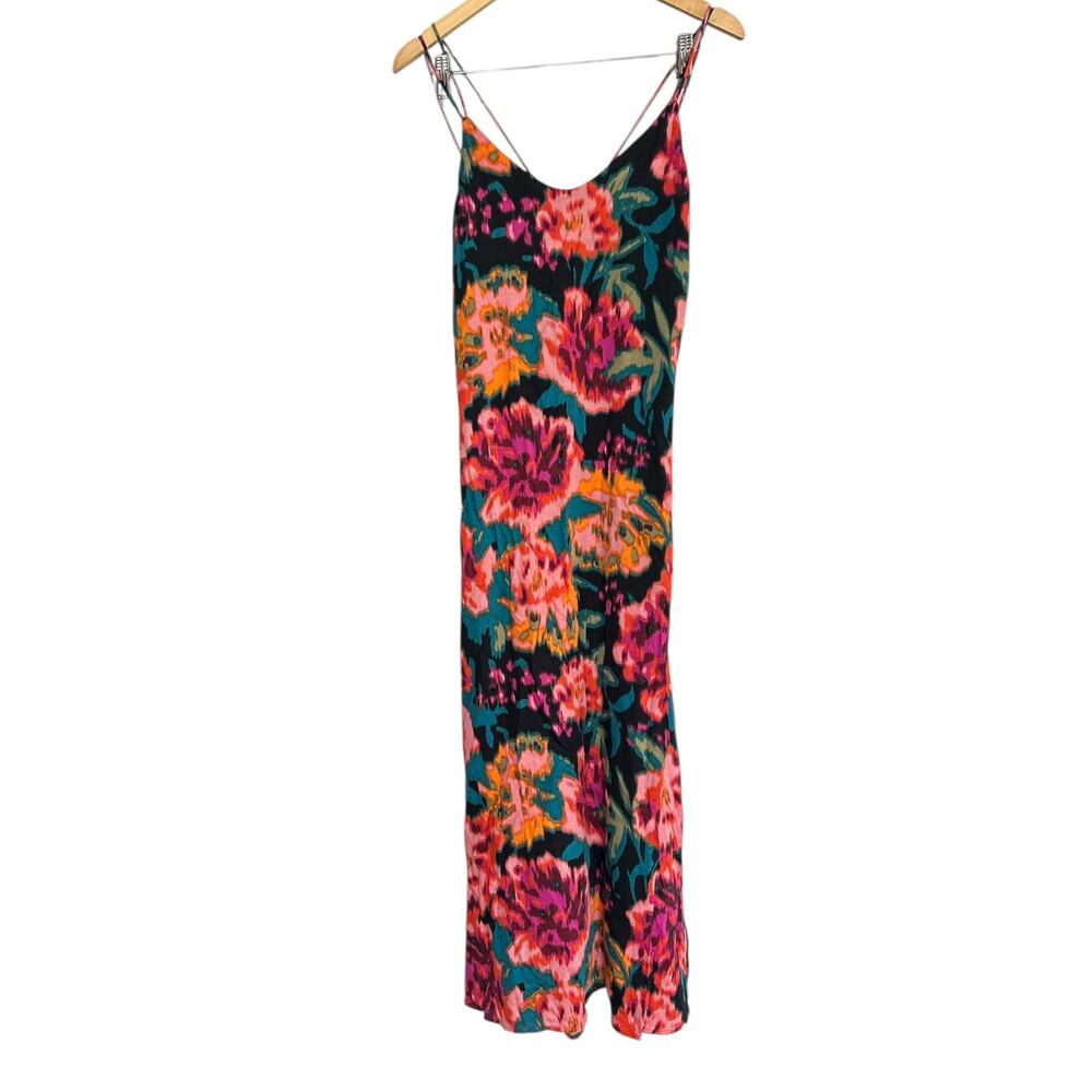 Stillwater Double Strap Slip Dress Medium Vibrant Floral Boho Maxi - Picture 5 of 8